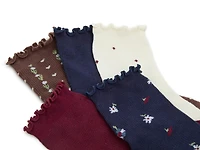 Floral Waffle Knit Women's Ankle Socks - 5 Pack