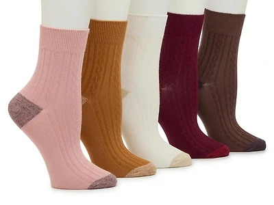 Cable Wide Welt Women's Quarter Socks - 5 Pack