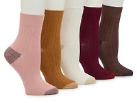 Cable Wide Welt Women's Quarter Socks - 5 Pack