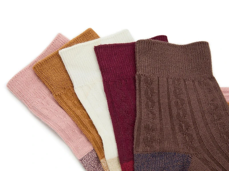 Cable Wide Welt Women's Quarter Socks - 5 Pack