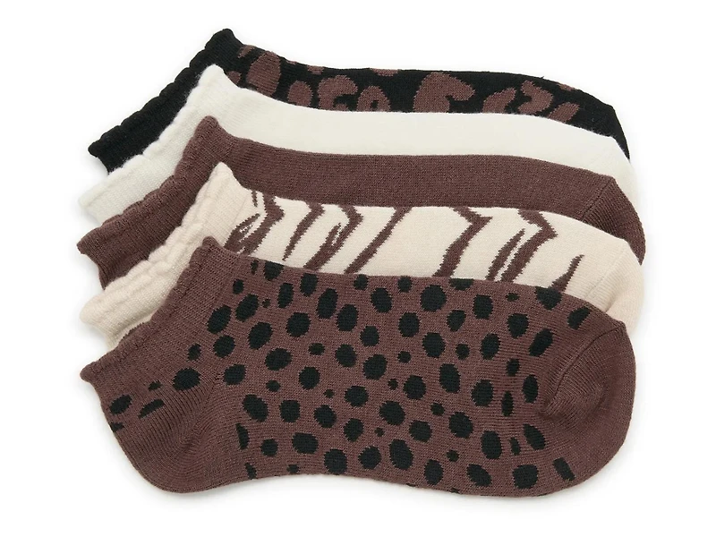 Animal Print Women's No Show Socks - 5 Pack