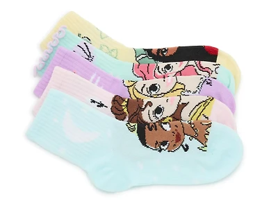 Disney Princess Kids' Mid Crew Socks - 5 Pack