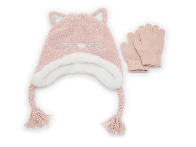 Cat Kids' Beanie & Gloves Set