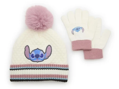 Disney Stitch Kids' Pom Pom Beanie & Gloves Set