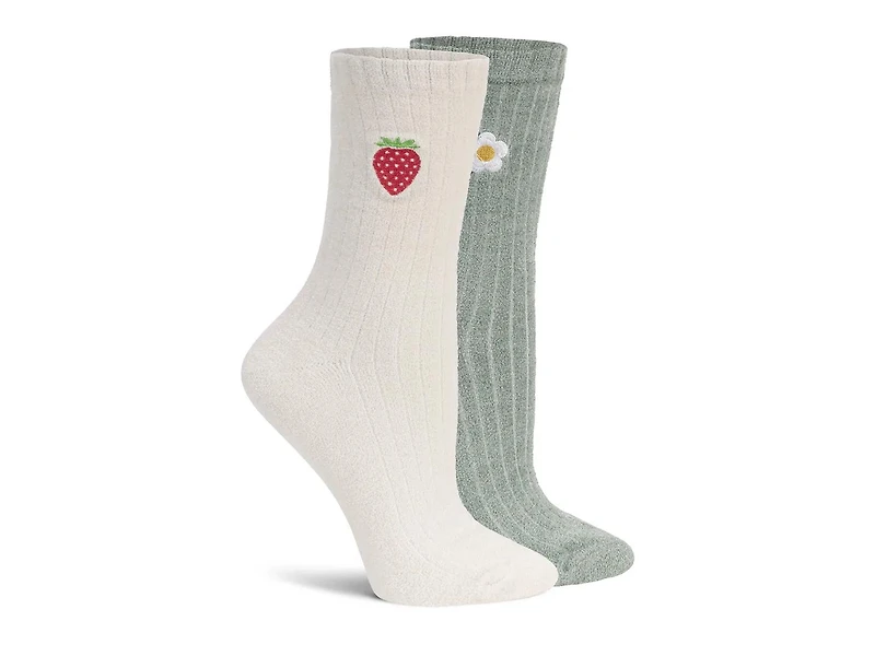Embroidered Women's Crew Socks - 2 Pack