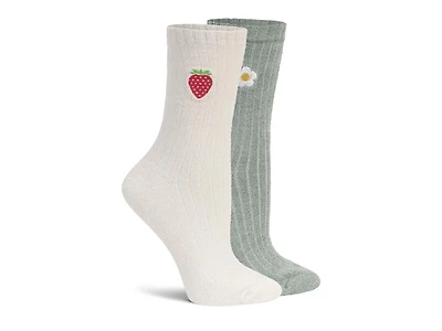 Embroidered Women's Crew Socks - 2 Pack