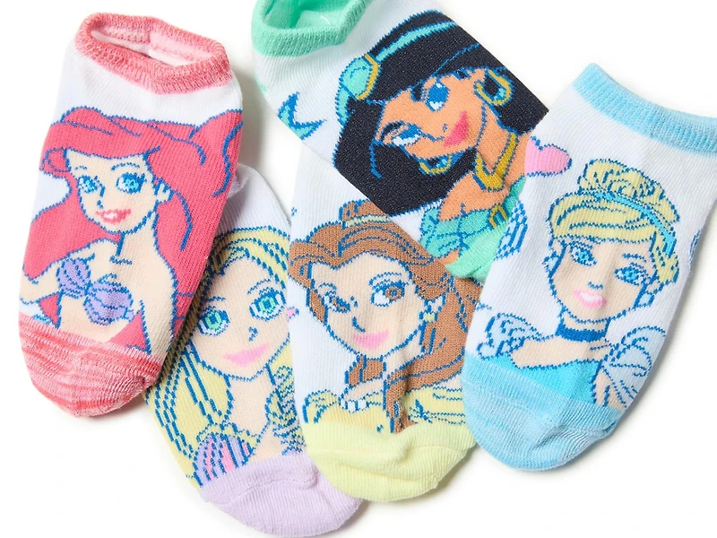 Disney Princess Kids' No Show Socks - 5 Pack