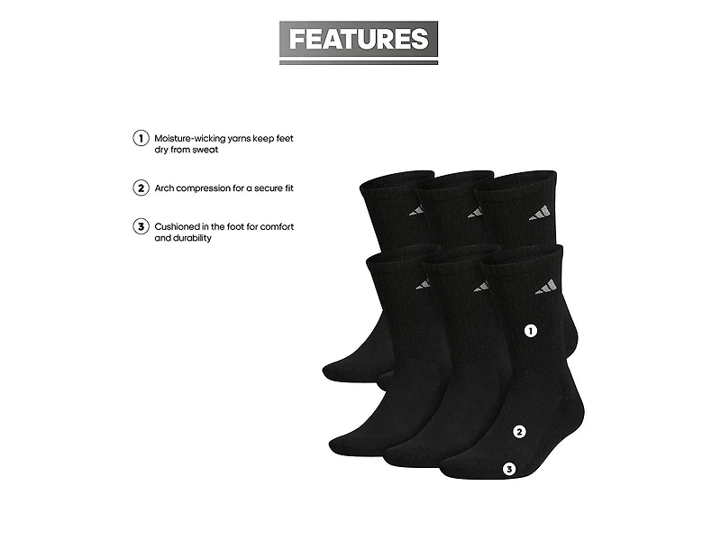 Athletic Cushioned Men's Crew Socks