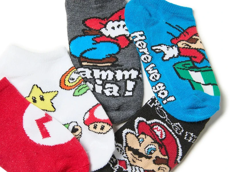 Super Mario Kids' No Show Socks - 5 Pack