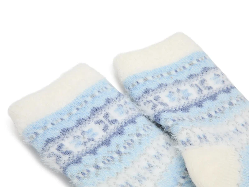 Cozy Lodge Fairisle Mink Blue Women's Crew Socks