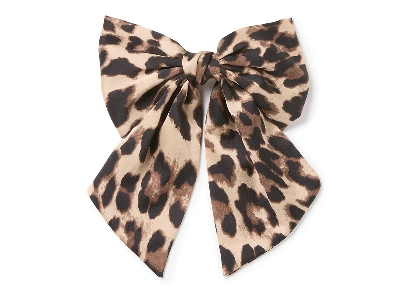 Leopard Satin Hair Bow