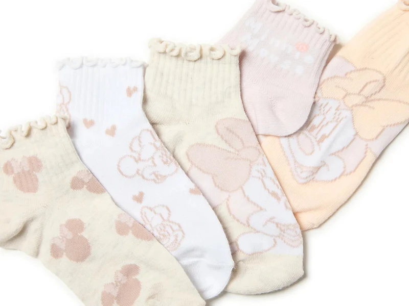 Minnie Mouse Kids' Quarter Socks - 5 Pack