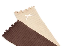 Ribbed Ruffle Slouch Women's Crew Socks - 2 Pack