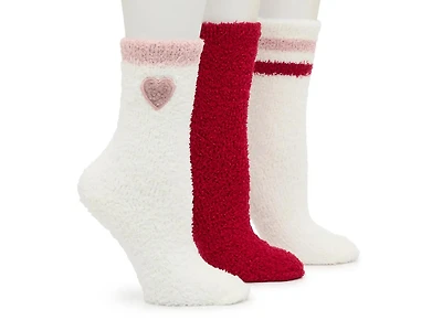 Cozy Lounge Heart Women's Crew Socks - 3pk