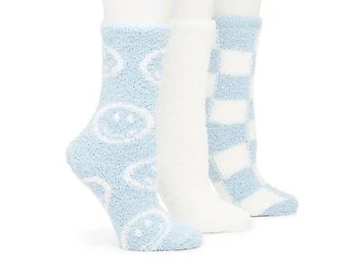 Cozy Lounge Smiley Women's Crew Socks - 3pk