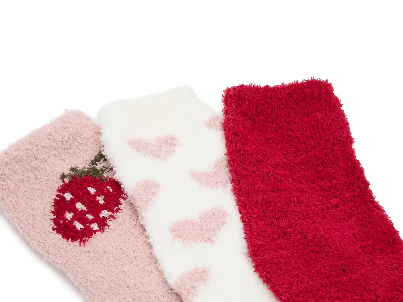 Cozy Lounge Strawberry Women's Crew Socks - 3pk