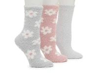 Cozy Lounge Floral Women's Crew Socks - 3pk