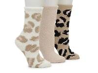 Cozy Lounge Leopard Women's Crew Socks - 3pk