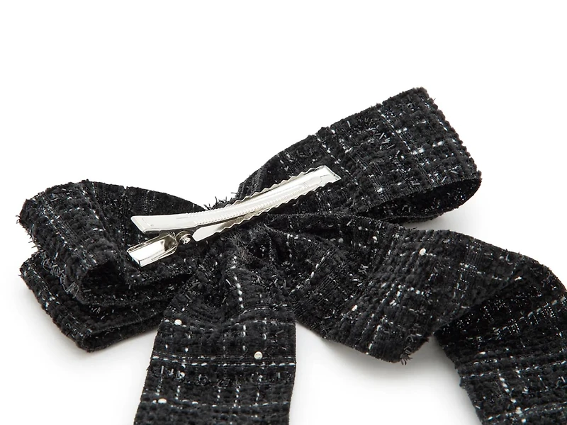 Plaid Faux Pearl Bow Hair Clip