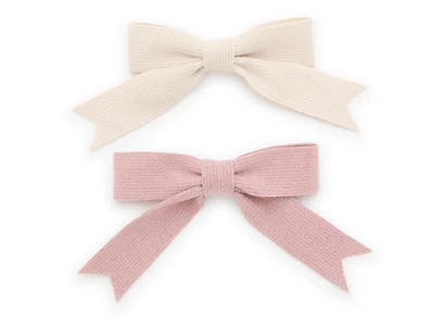 Ribbed Sweater Bow Hair Clip Set - 2 Pack