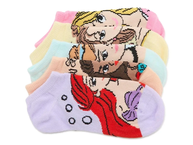 Disney Princess Kids' No Show Socks - 5 Pack