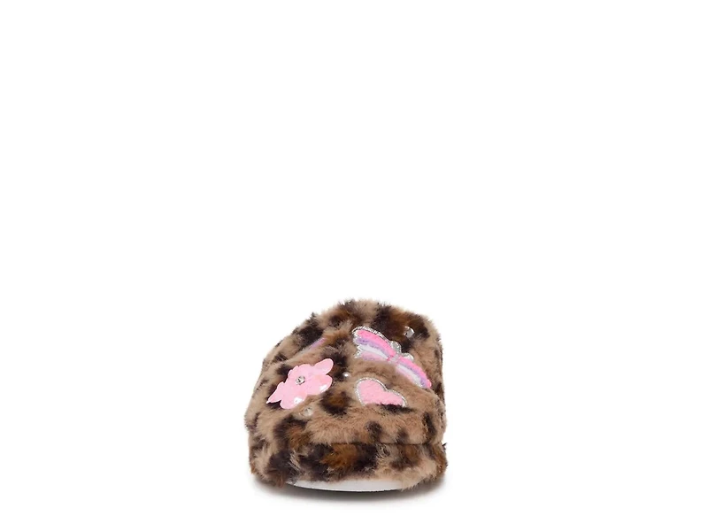 Butterfly Applique Leopard Slipper - Kids'