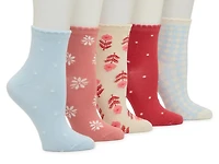 Gingham Scalloped Women's Ankle Socks - 5 Pack