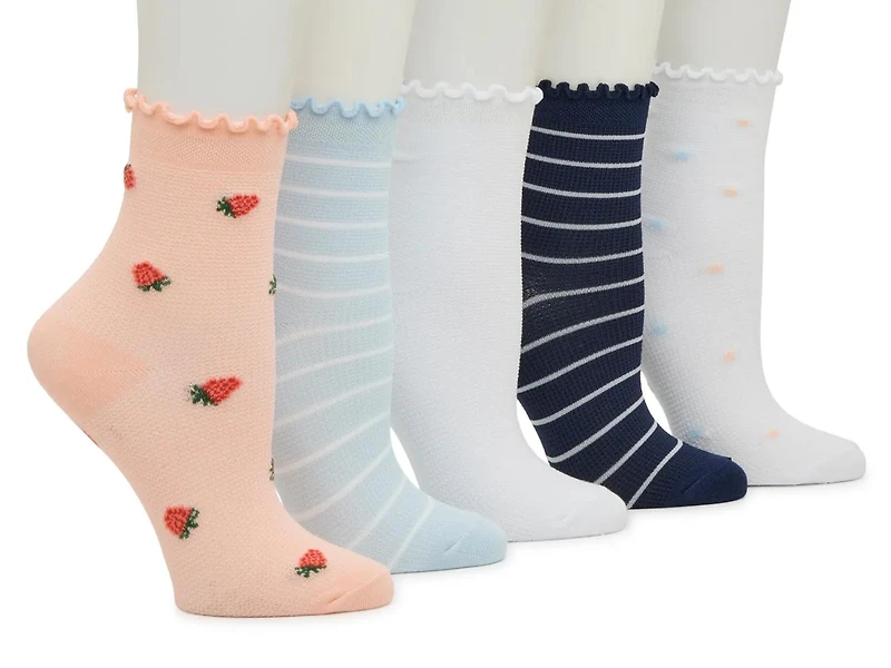 Straw Star Lettuce Women's Ankle Socks - 5 Pack