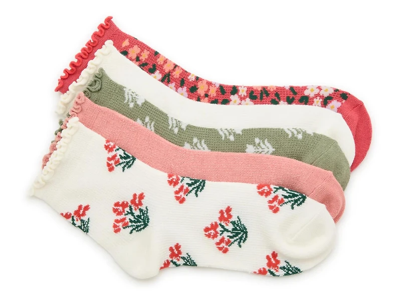 Floral Waffle Women's Ankle Socks - 5 Pack
