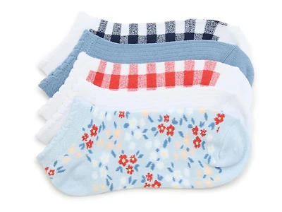 Gingham Floral Scallop Women's No Show Socks - 5 Pack