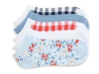 Gingham Floral Scallop Women's No Show Socks - 5 Pack