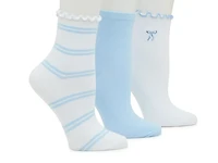Bow Embroidery Women's Ankle Socks - 3 Pack