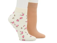 Ditsy Floral Sheer Women's Ankle Socks - 2 Pack
