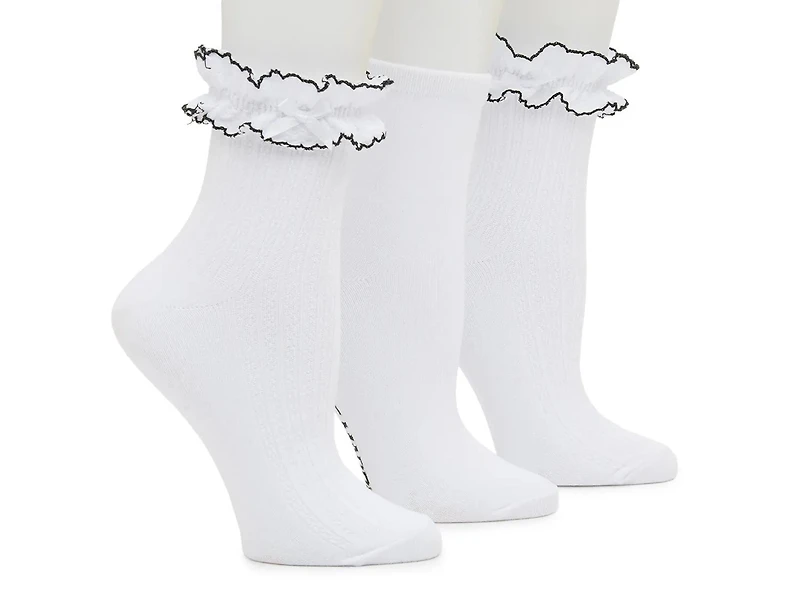 Lace Trim Women's Ankle Socks - 3 Pack