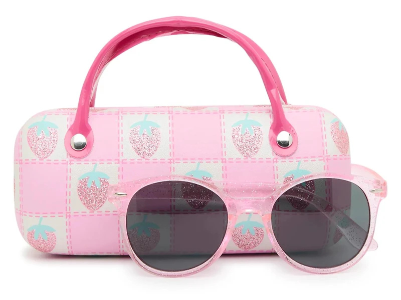 Pink Strawberry Kids' Sunglasses & Hard Case Set