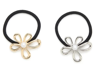 Metal Flower Hair Ties - 2 Pack
