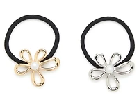 Metal Flower Hair Ties - 2 Pack