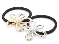 Metal Flower Hair Ties - 2 Pack