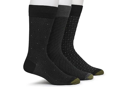 Patterned Men's Crew Socks - 3 Pack