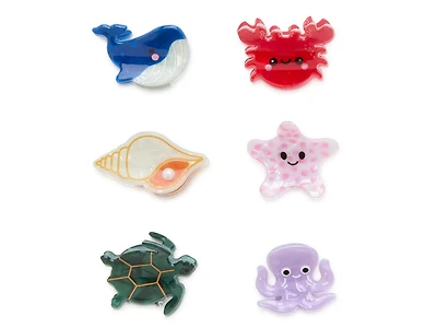 Sea Life Mini Hair Clips - 6 Pack
