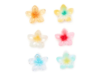Mini Hibiscus Flower Hair Clips - 6 Pack