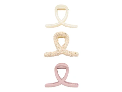 Neutral Raffia Loops Hair Clips - 3 Pack