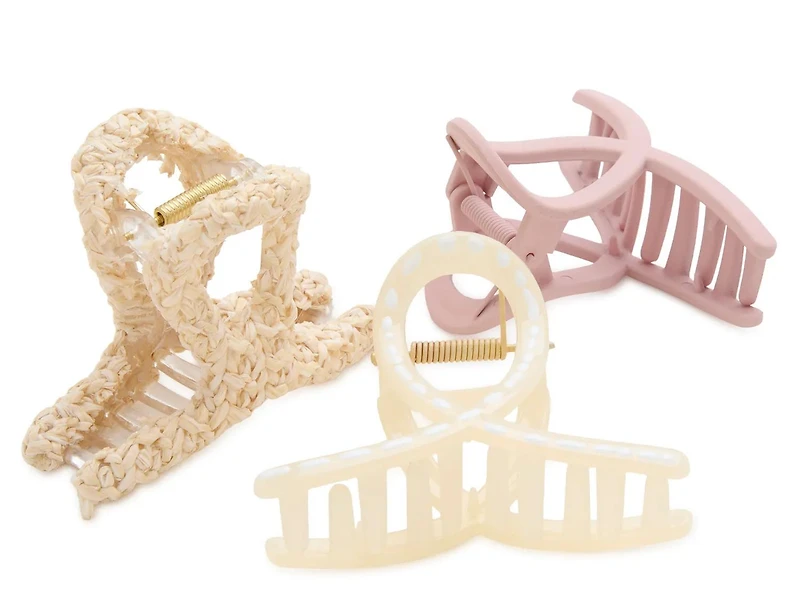 Neutral Raffia Loops Hair Clips - 3 Pack