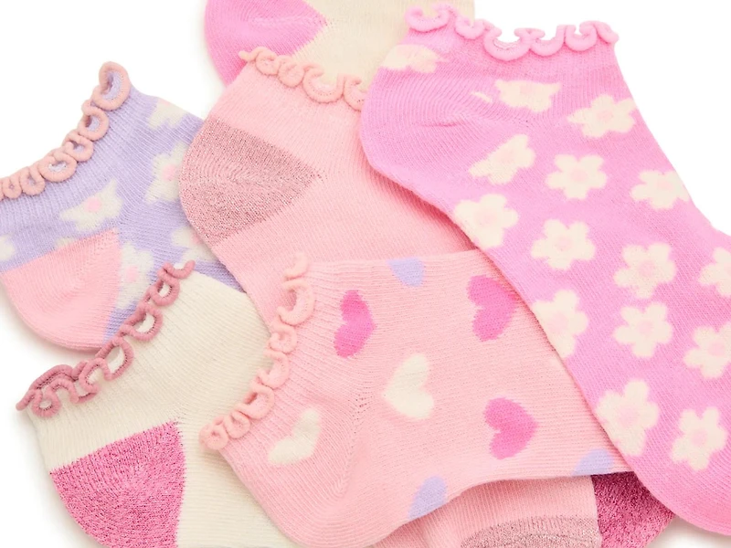 Floral Kids' No Show Socks - 6 Pack