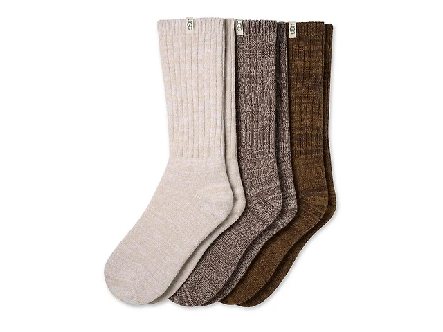 Rib Knit Slouch Women's Crew Socks - 3 Pack