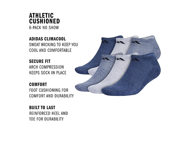 Cushioned Men's No Show Socks - 6 Pack