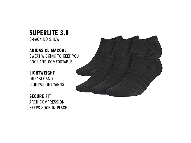 Superlite 3.0 Classic Men's No Show Socks - 6 Pack