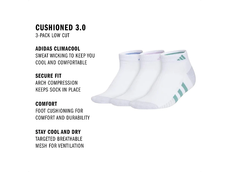 Cushioned 3.0 Low Cut Women's Ankle Socks - 3 Pack