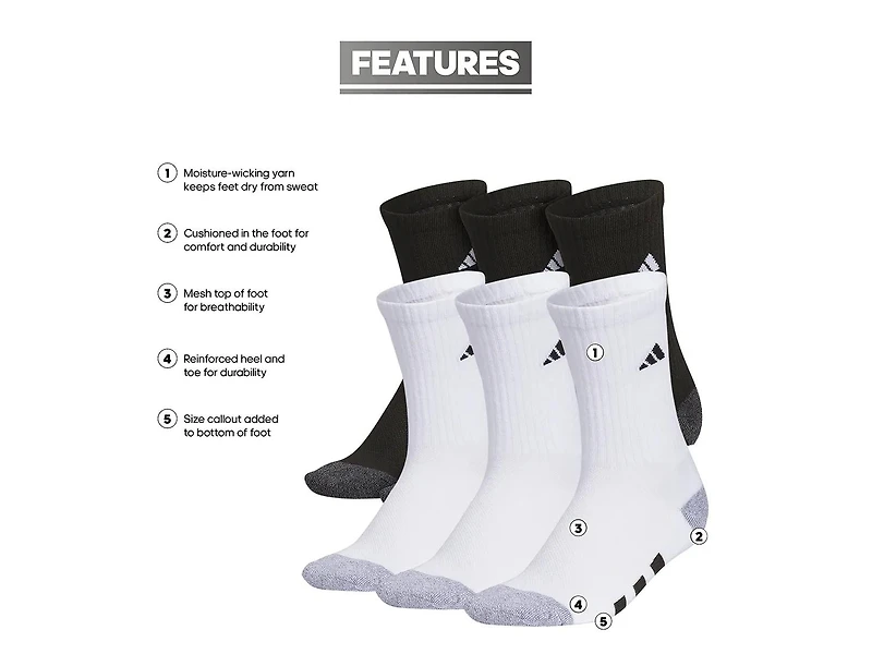 Athletic Cushioned Kids' Crew Socks - 6 Pack