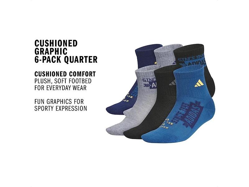 Cushioned Graphic Kids' Crew Socks - 6 Pack